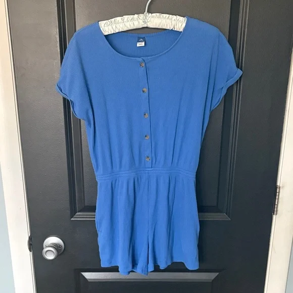 Old Navy XL 14-16 blue short sleeve romper - Picture 1 of 5